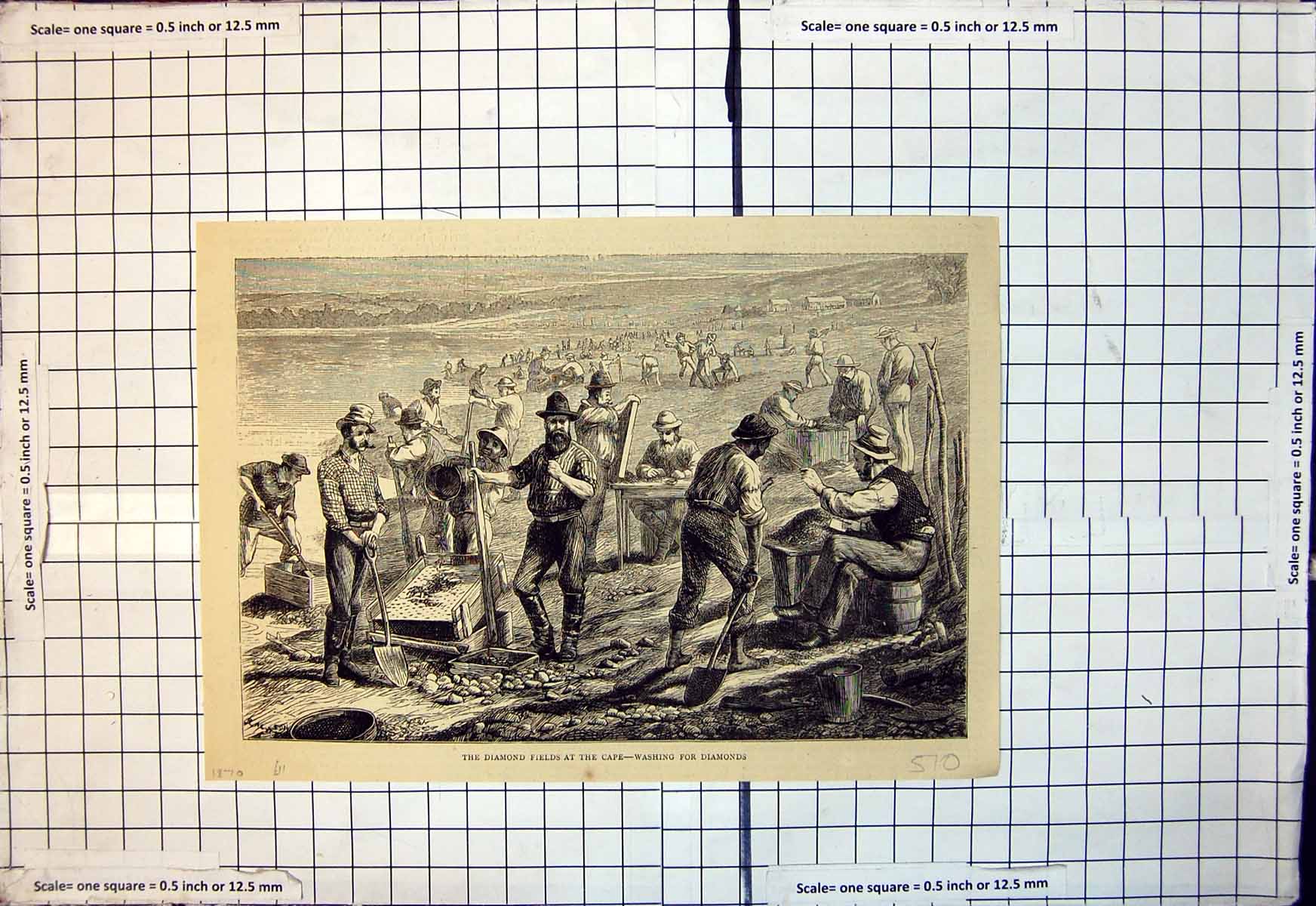 Original Old Antique Print Diamond Fields Cape Washing For Diamonds 1890 19th