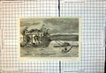 Antique Old Print Artist On Way Transvaal GFields Crossing Wilge River 1887