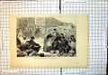 Original Old Antique Print Women Suppling Refreshments Barricades Paris 1871