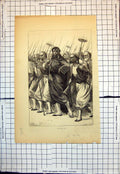 Original Old Antique Print Turcos Group Men Rifles Spears Beards Headdress 1870