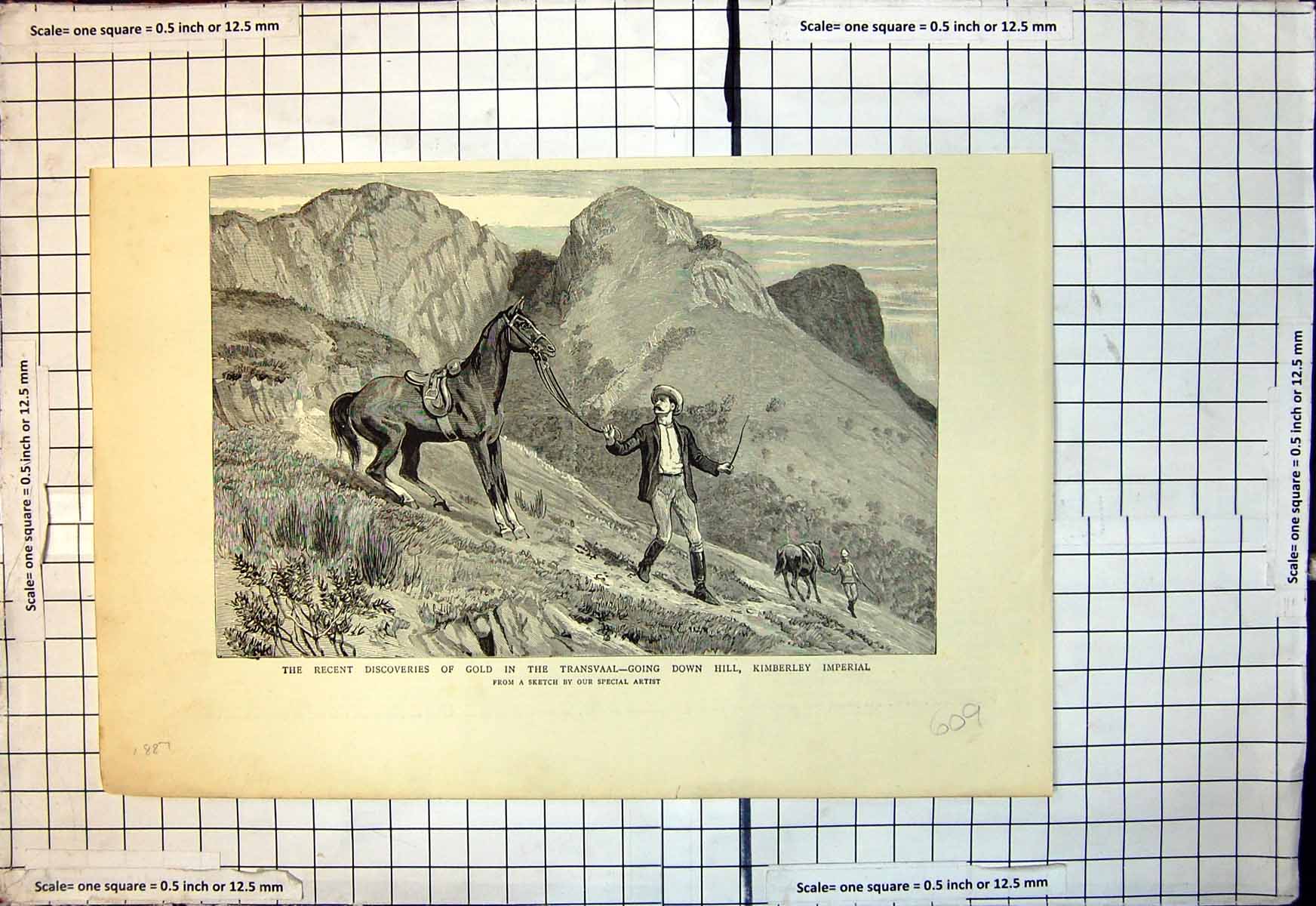 Antique Print Discoveries GTransvaal Going Down Hill Kimberley Imperial 188