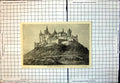 Original Old Antique Print Castle Hohenzollern Swabia Built Hill 1871 Victorian