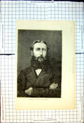 Original Old Antique Print Portrait Leop11 King Belgians Long Beard 1872