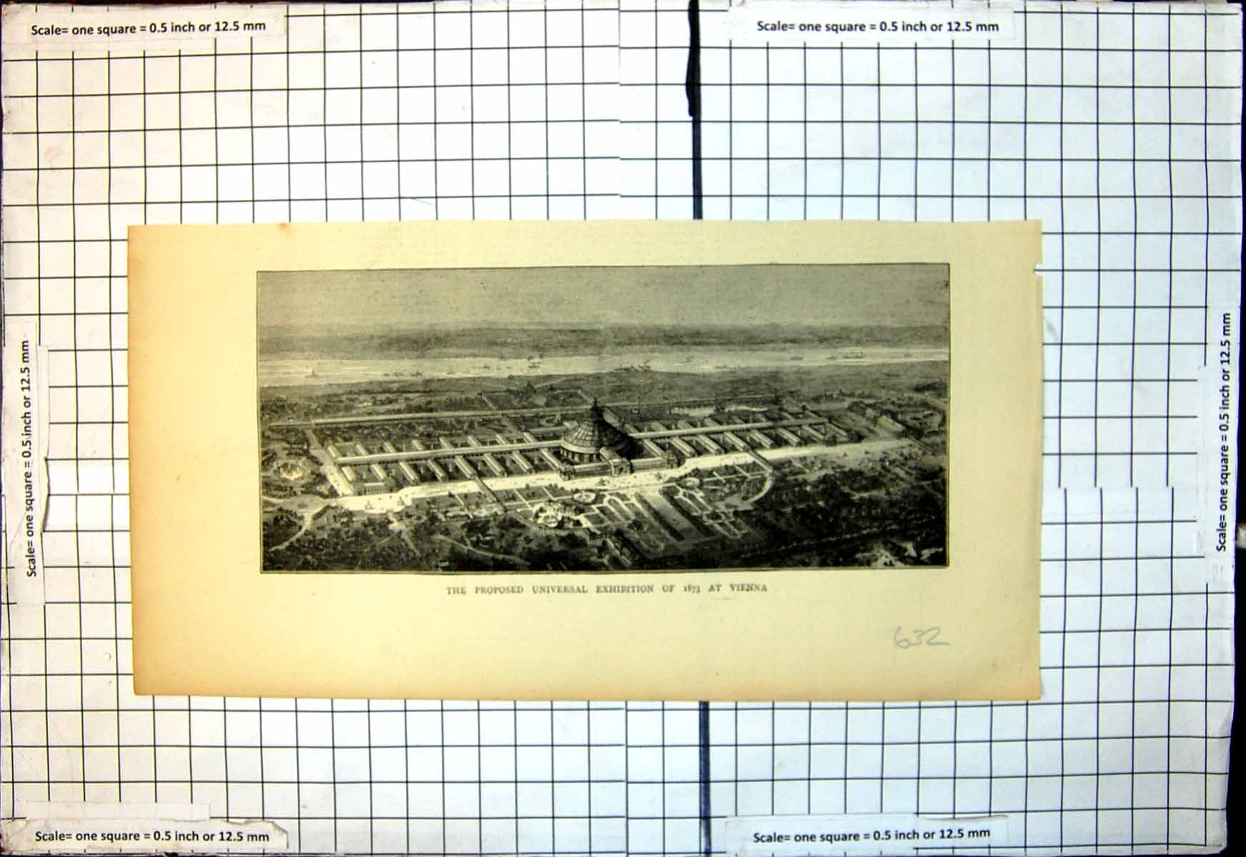 Original Old Antique Print Proposed Universal Exhibition 1873 At Vienna 19th