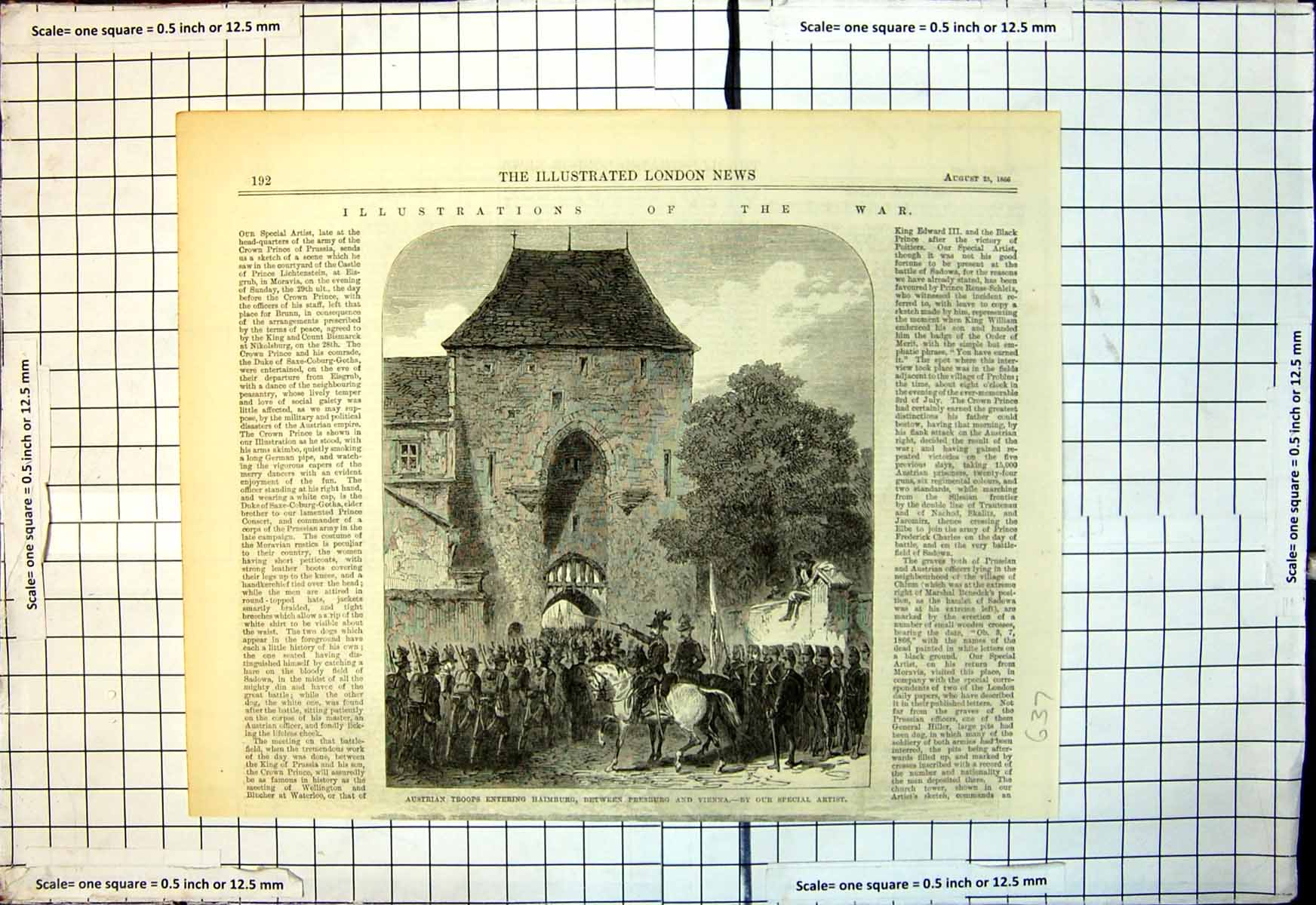 Old Print Austrian Troops Entering Haimburg Between Presburg Vienna 1866 19th
