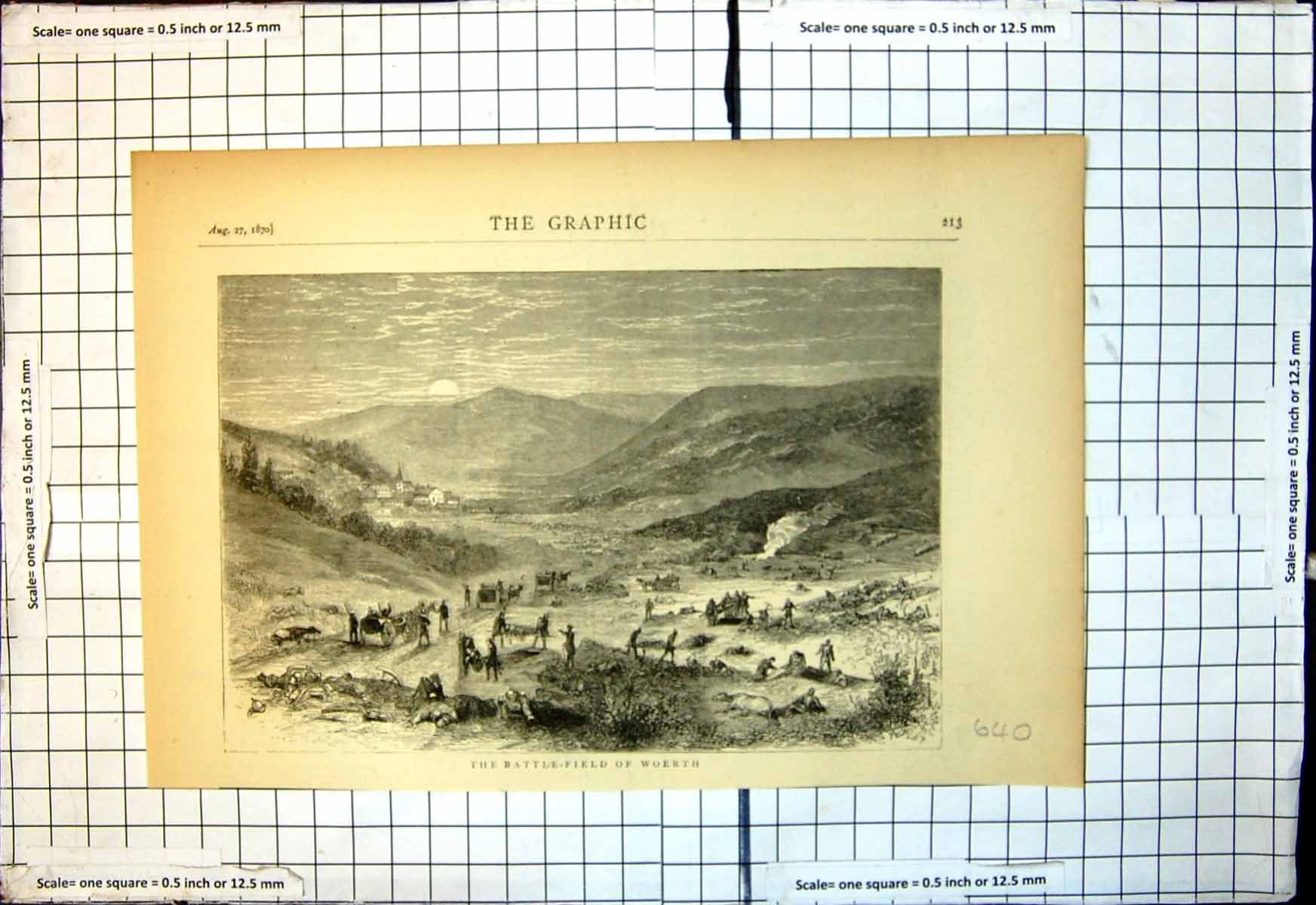 Old Battle Field Woerth Town Distance Helping Wounded Stretcher 1870 Victorian