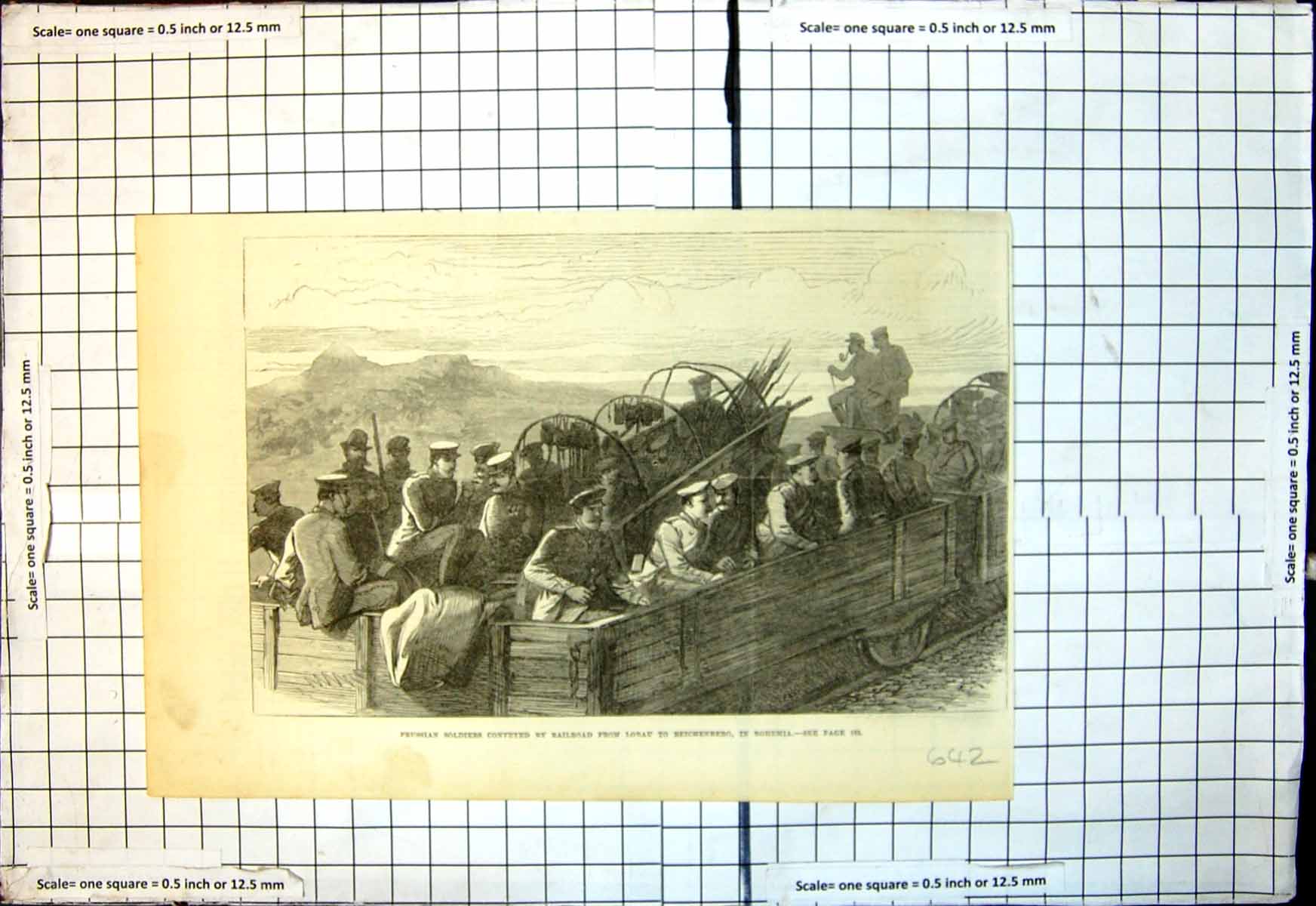 Old Print Prussian Siers Conveyed Railroad Lobau Reichenberg Bohemia 186 19th