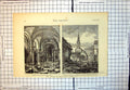 Old Print Floods Buda Pesth Hungary Neustift Church Buda Raitzenbad 1875 19th