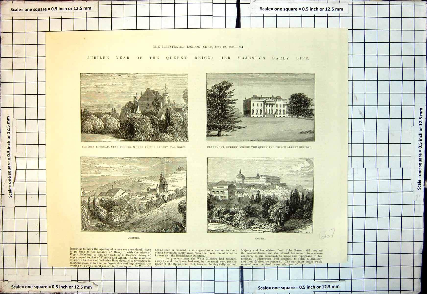 Old Jubilee Year Queens Reign Claremont Surrey Residence Qeueen 1886 Victorian