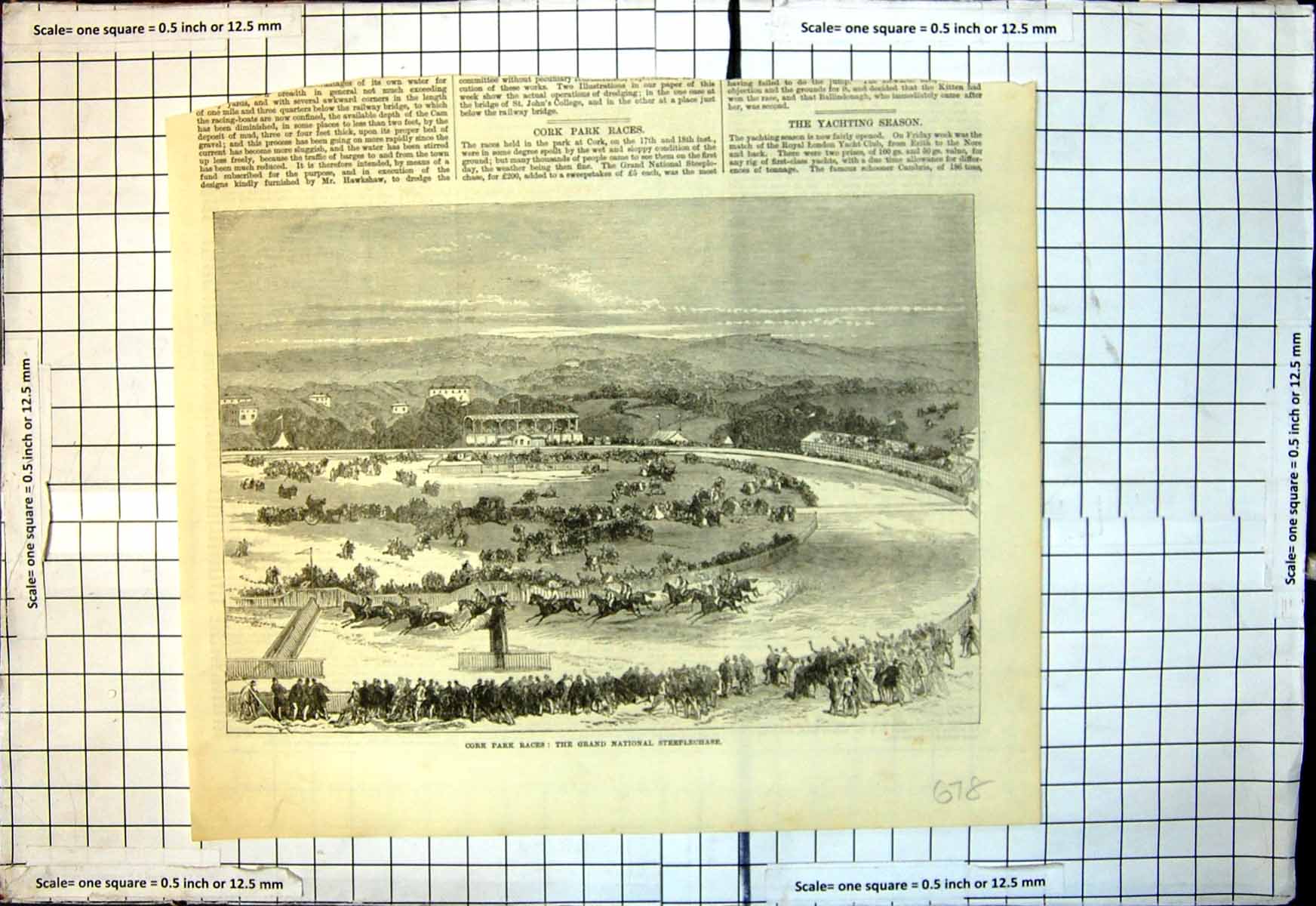Original Old Antique Print Cork Park Races Grand National Steeplechase