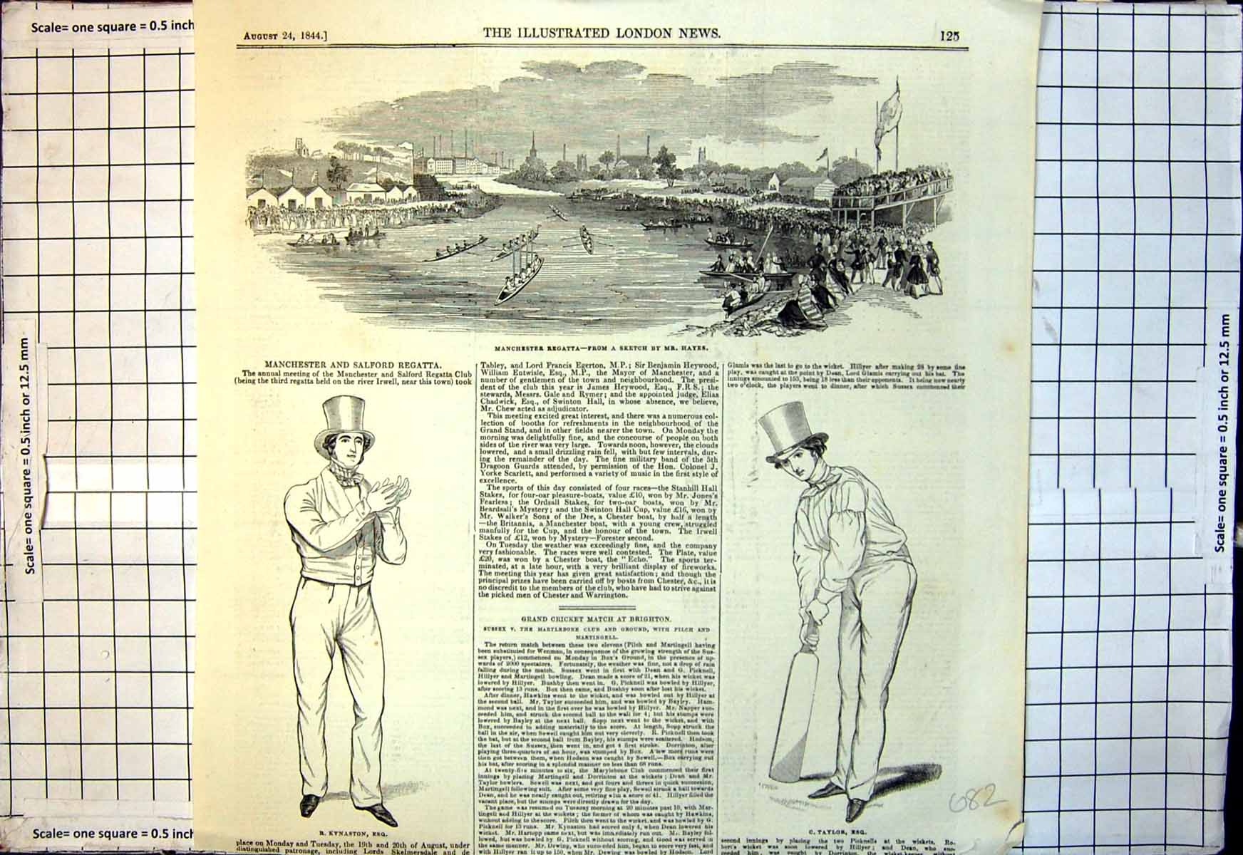 Old Manchester Regatta Hayes R Kynaston C Taylor Cricket Brighton 184 Victorian