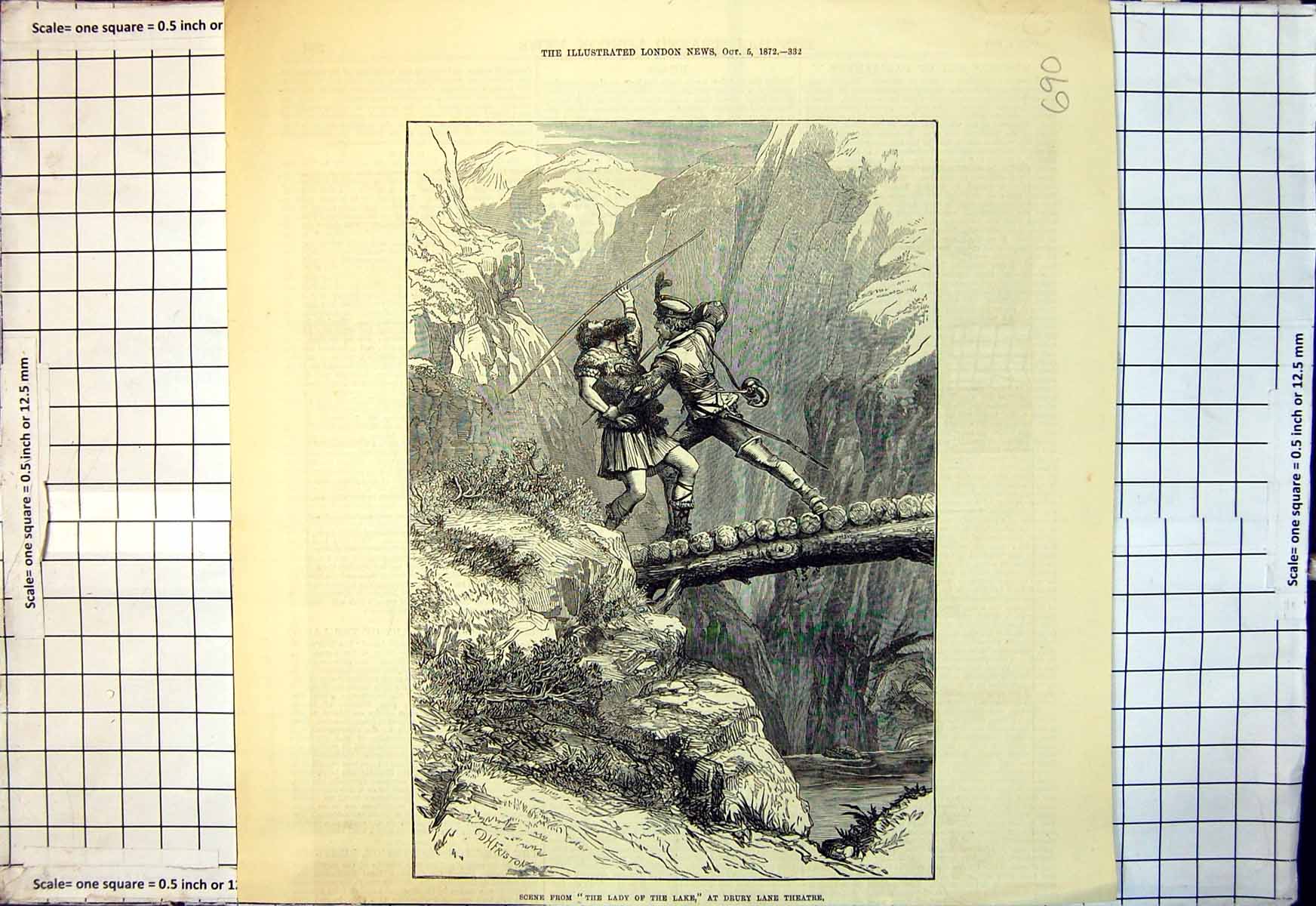 Old Scene Lady Lake Drury Lane TheatreMen Fighting Bridge Gorge 18