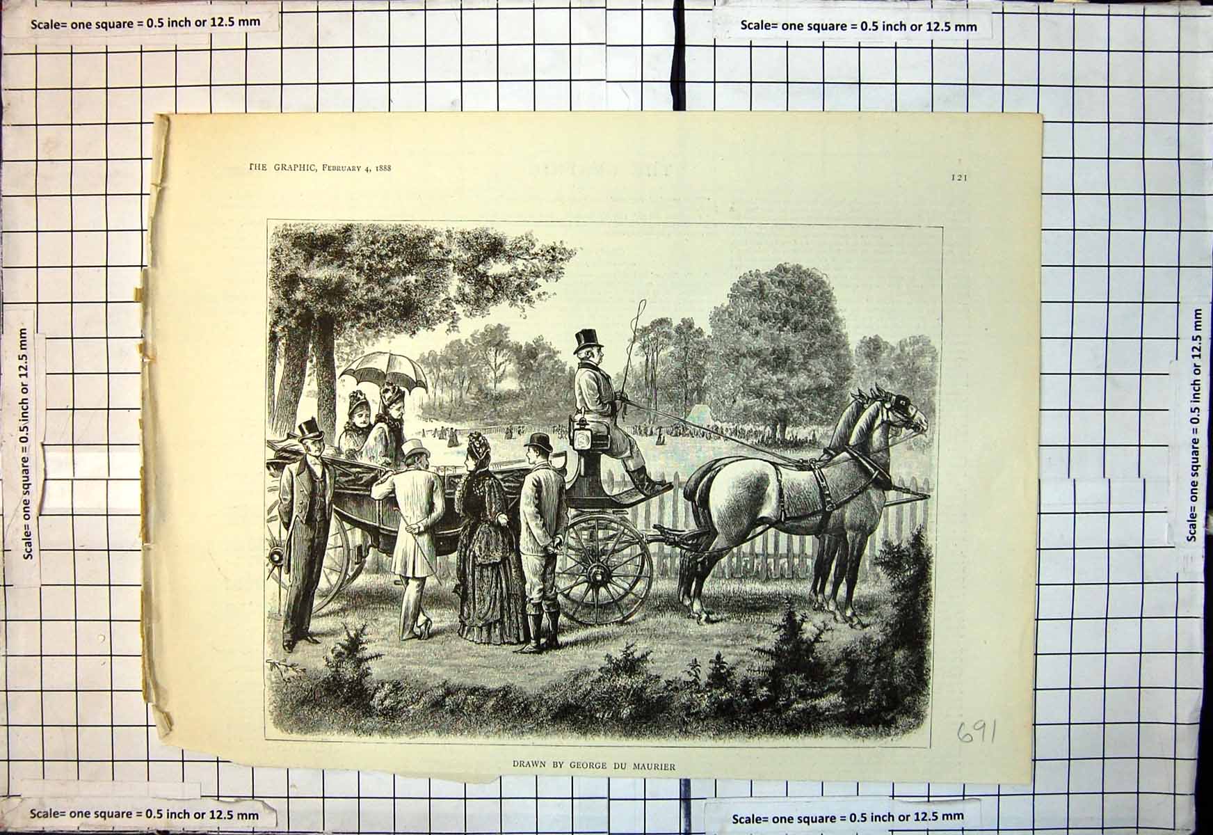 Old Well Dressed Ladies Horse Carriage Gentlemen George Du Marier 188 Victorian