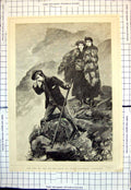 Old End Picnic Lost Table Mountain Capetown Man Two Ladies Storm 1883 Victorian