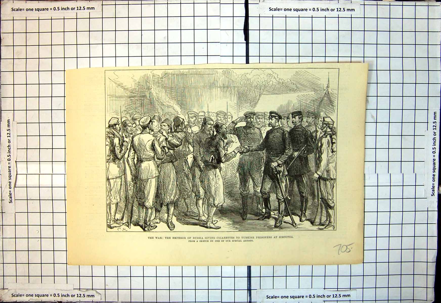 Old War Emperor Russia Giving Cigarettes Turkish Prisoners Simnitza