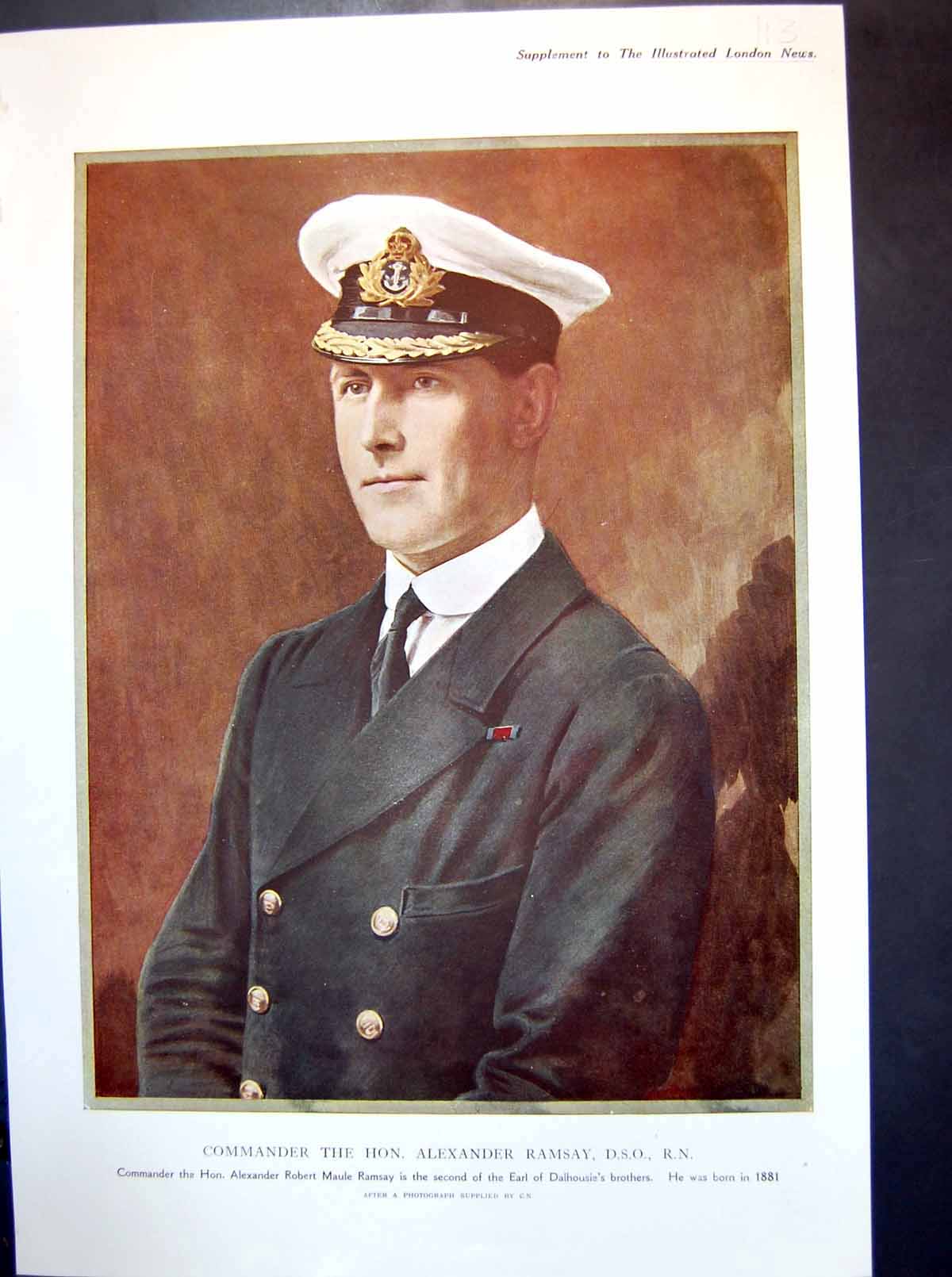 Old Antique Print Commander The Honorary Alexander Ramsay Dso Rn Portrait