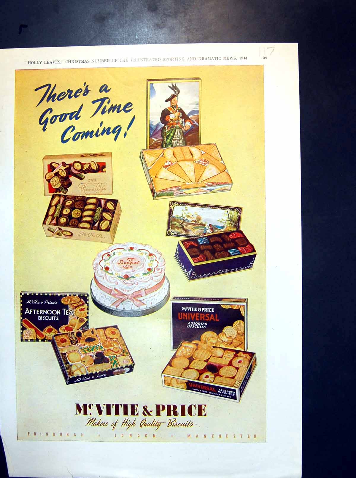 Old Mc.Vitie & Price High Quality Biscuit Advert Assortment Tins 1944 20th