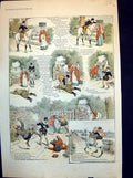 Antique Old Print Young Miss Robbers Gallant Aide Horse Story Riding Off 1894