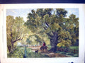 Original Old Antique Print The Waning Year Fw Hulme Horse Dog Cattle Trees 1863
