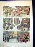 Antique Old Print Bride And Groom Sir Alwyn'S Model Village Feast Castle 1902