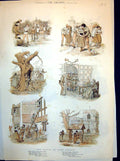 Antique Old Print The Ballad Dame Durden Maids And Labourers Pairing Up 1884