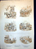 Old Antique Print The Ballad Dame Durden Maids And Labourers Working 1884 19th