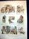 Antique Old Print Miss Pike At Oxford Cathedral Scramble For Lectures Drawing
