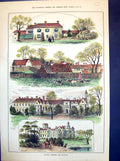 Antique Old Print Hunting Centres The Rufford Edwinstowe House Kennels 1885