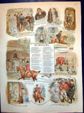 Old Print Hunting Day Village Wedding Vicar Hunt Riding Past Church 1886 19th