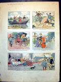 Antique Old Print Through Holland On A Tandem Canal Pigs Carriage Ladies 1903