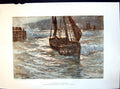 Antique Old Print Nelson Dawson A Perilous Calling Sailing Boat Returns 1891