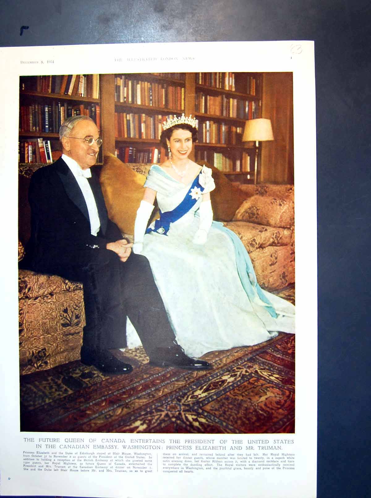 Old Princess Elizabeth Future Queen Canada Entertains Mt Truman 1951 20th