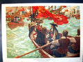 Old Antique Print The Return Charles Ii Cm Padday Boats Flags Ship Rowing 20th