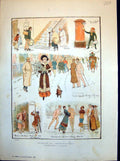 Old Print Humours Christmas-Tide Jc Dollman Lady Mistletoe Gentlemen 1883 19th