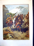 Old Antique Print Successful Raid A Wagner Mountains Horsemen Galloping