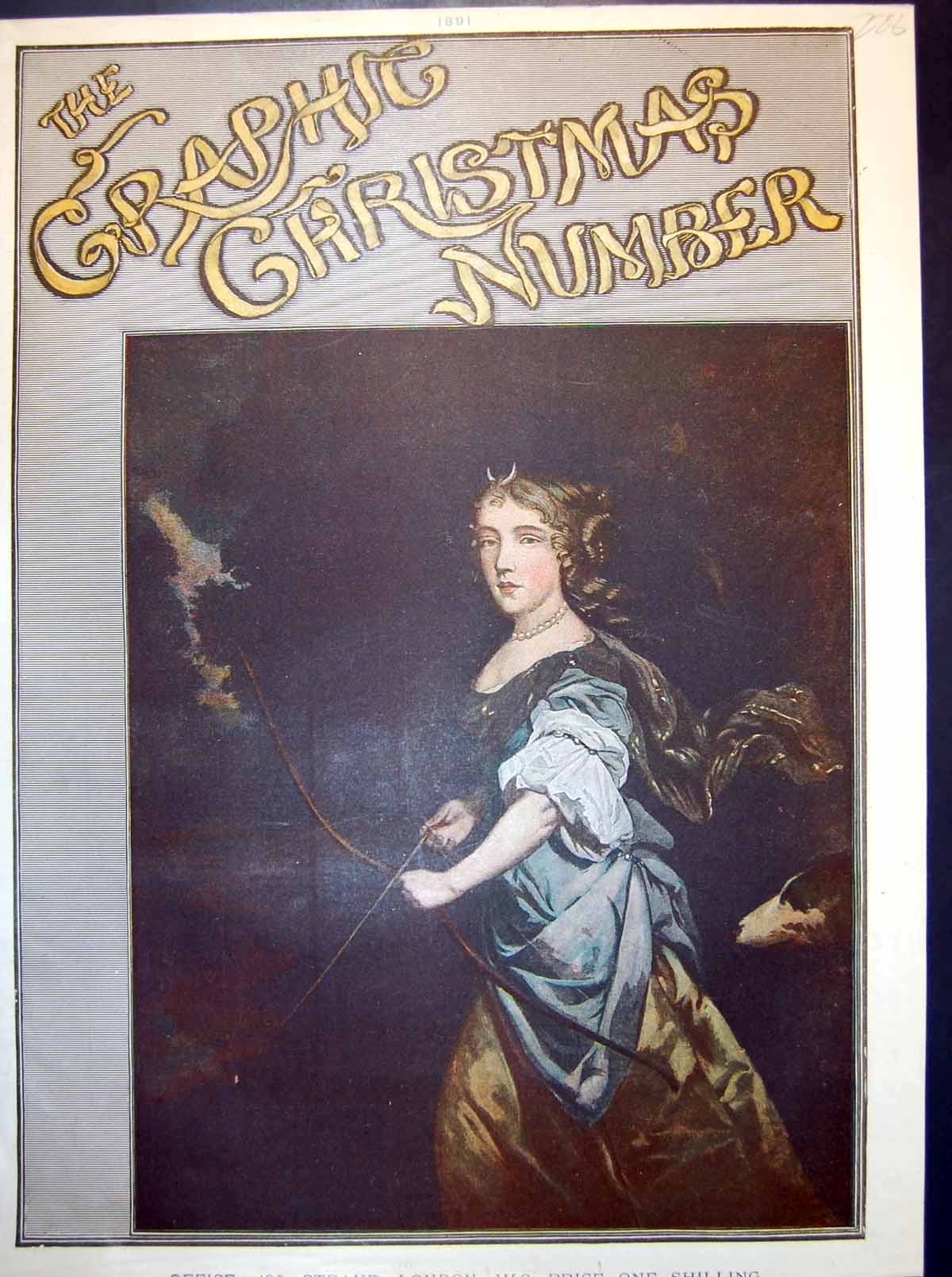 Original Old Antique Print Lady Bow Arrow Striking Pose Frontispiece 1891 19th