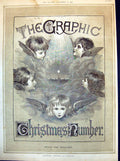 Antique Old Print Christmas Number Frontispiece Cherubic Children Angels 1871