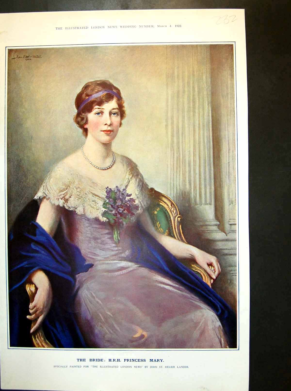 Old The Bride H.R.H. Princess Mary Lilac Dress John St. H. Lander 1922 20th