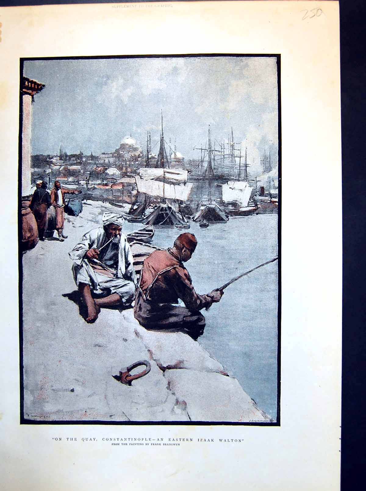 Old Antique Print Quay Constantinople An Eastern Izaak Walton F Brangwyn