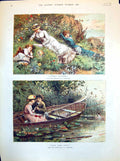 Antique Print Lotos Eaters Cj Staniland Ladies Reclining Bank Won Lost 1882