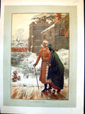 Antique Old Print Confidences Ef Brewtnall Gentleman Top Hat Lady Cape 1886