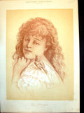 Antique Old Print The Favorite Little Bird Perched On Girl'S Shoulder 1887 19th