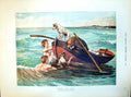 Old Antique Print Young Sea Dogs Lads Swimming Waves Dogs Boat Water 1882 19th