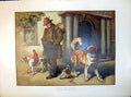 Old Print Alfred W Strutt Pride And Labour Man Pipe Drum Dogs Monkey 1886 19th
