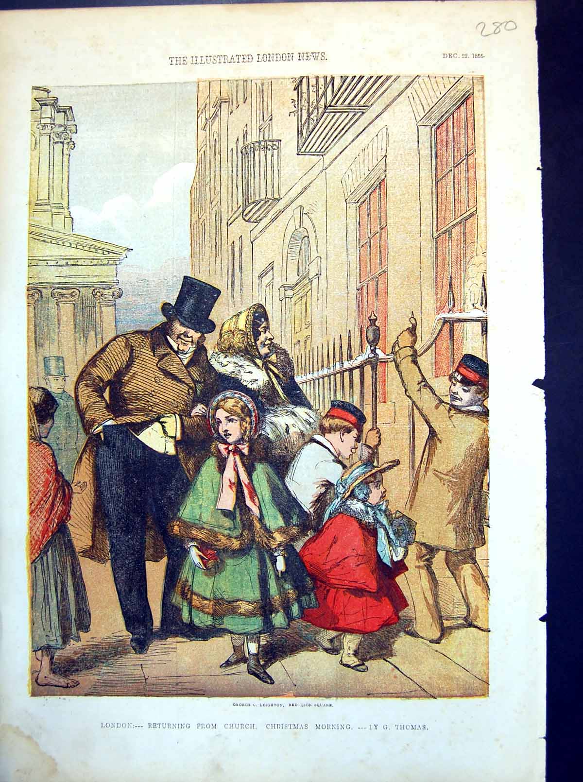 Antique Print London Returning From Church Christmas Morning G Thomas 1855 19th