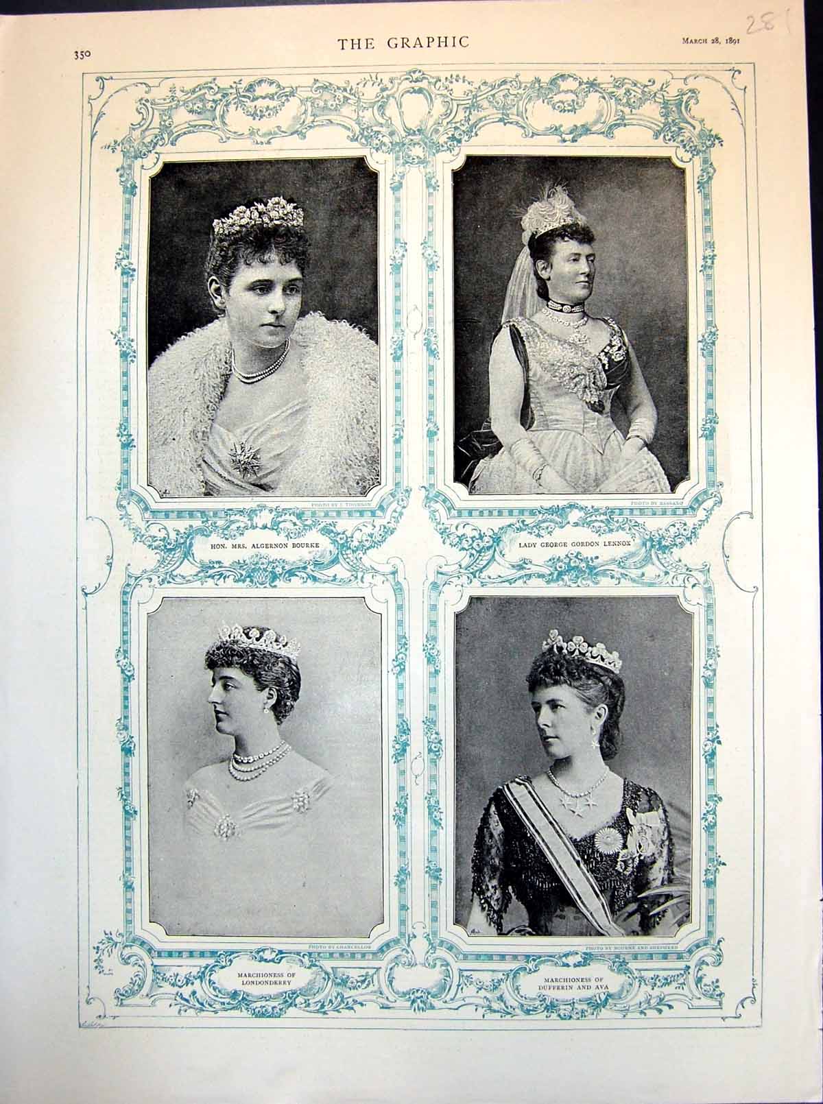 Antique Print Marchioness Londonderry Dufferin And Ava Lady Gg Lennox 1891 19th