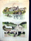 Antique Print Sketches Sandringham Hall Norfolk Hill Through Preserves 1892