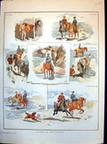 Old Antique Print Ride In The Country Brook Road Gallop On The Sands 1883 19th
