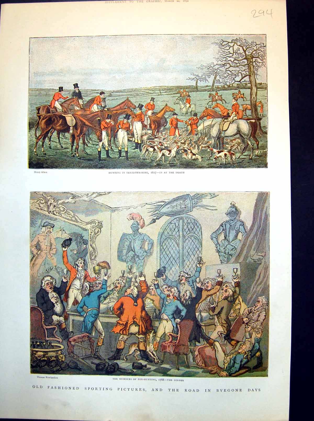 Old Hunting In Leicestershire In At The Death The Dinner Sporting 1890 19th
