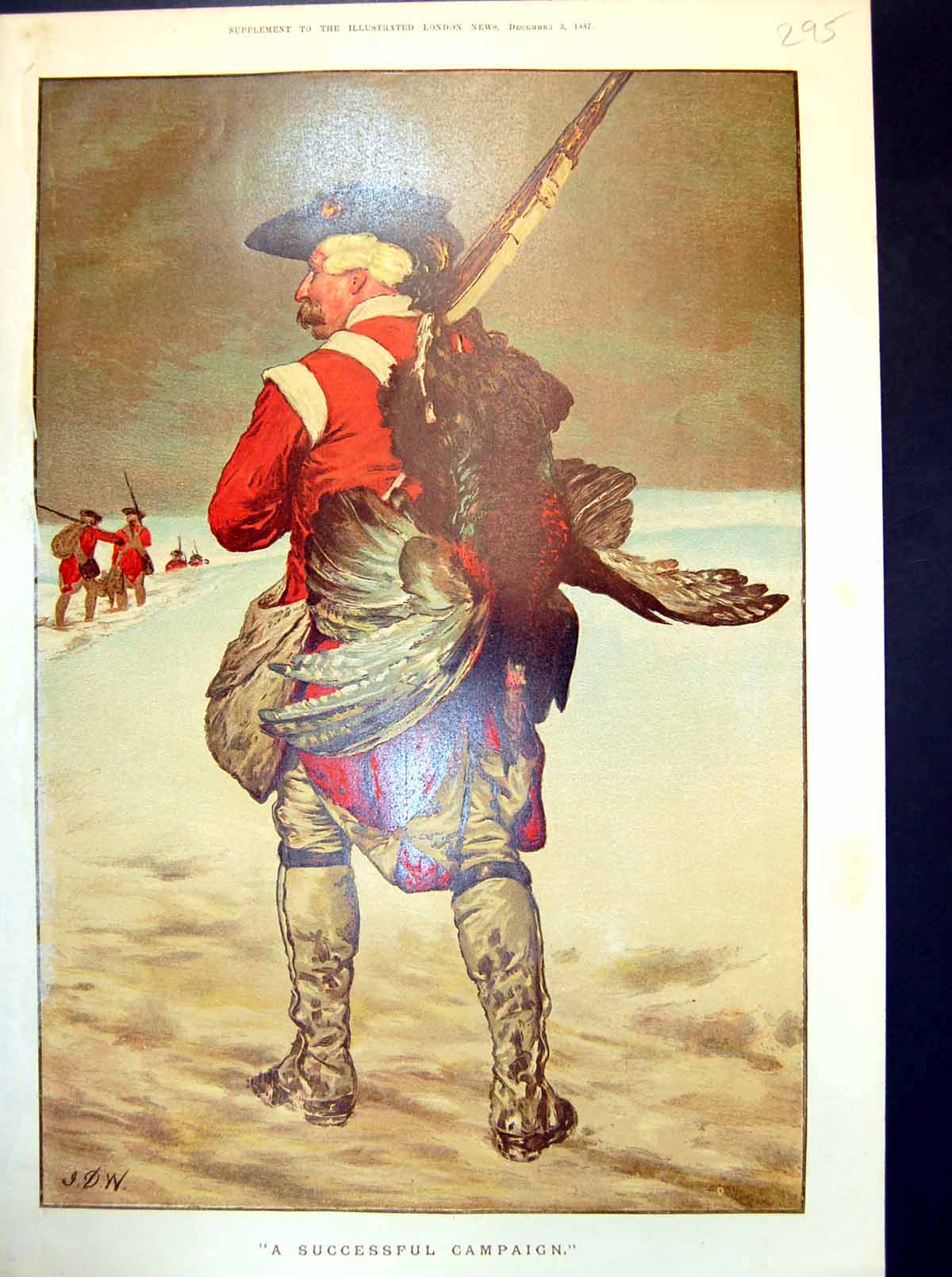 Antique Old Print A Successful Campaign Red Coat Sier Follows Pheasant 1887